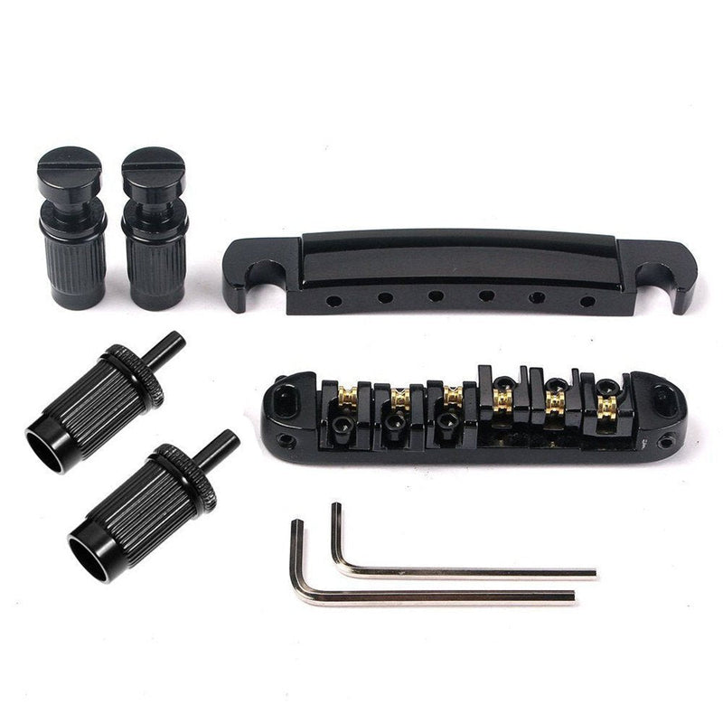 [AUSTRALIA] - JD.Moon Roller Saddle Bridge ABR-1 Tune-o-matic Bridge Tailpiece Bridge For Les Paul Guitar (Black) Black 