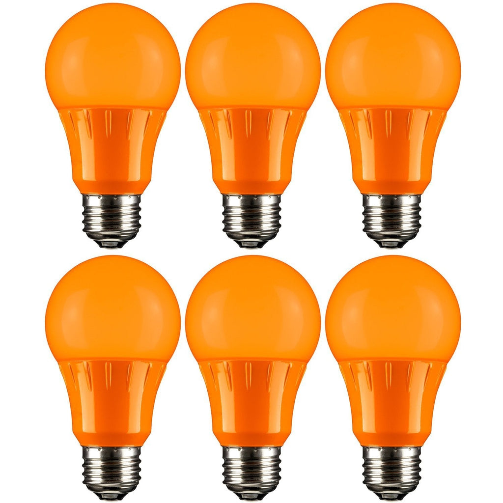Sunlite A19/3W/O/LED/6PK LED A19 Colored Light Bulb, 3 Watts (25w Equivalent), E26 Medium Base, Non-Dimmable, UL Listed, 6 Pack, Orange, 6 Count