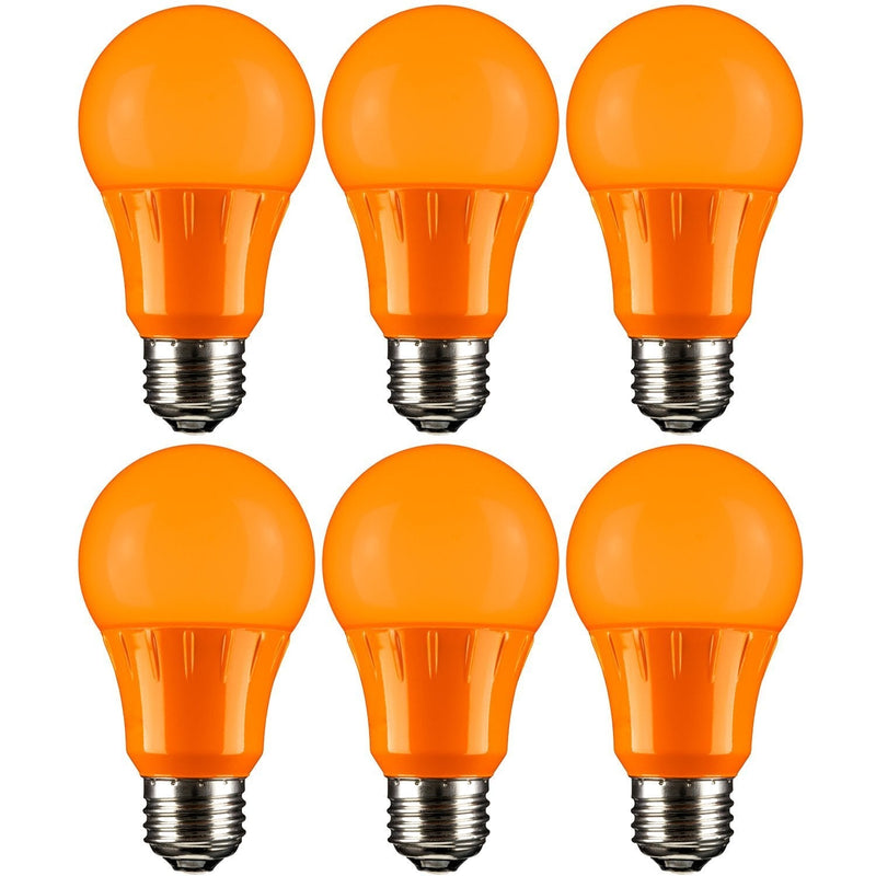 Sunlite A19/3W/O/LED/6PK LED A19 Colored Light Bulb, 3 Watts (25w Equivalent), E26 Medium Base, Non-Dimmable, UL Listed, 6 Pack, Orange, 6 Count