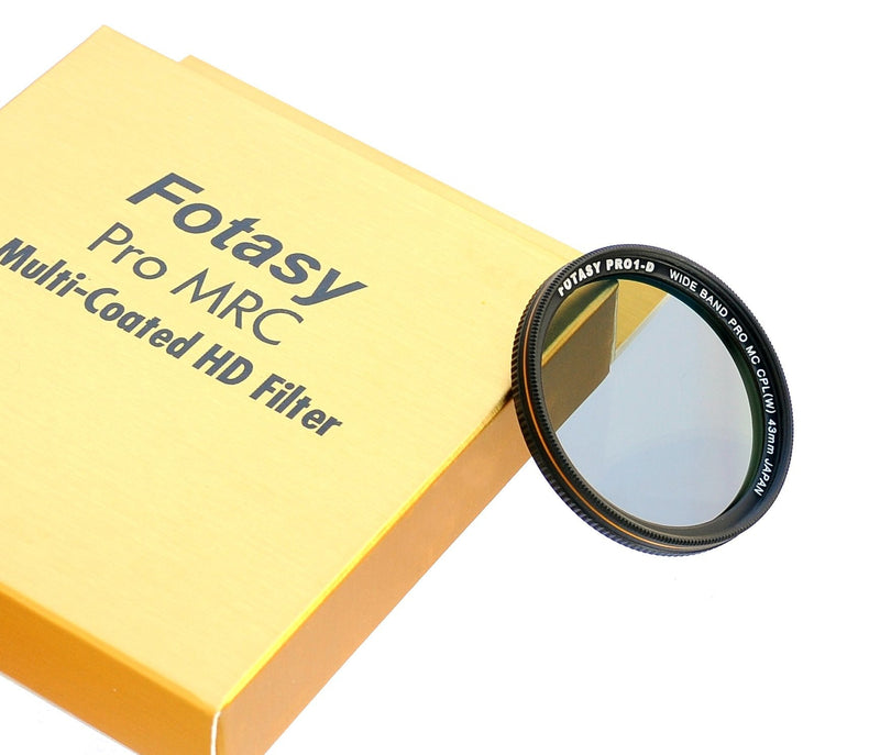 Fotasy 43mm Ultra Slim Circular PL Lens Filter, Nano Coatings MRC Multi Resistant Coating Oil Water Scratch, 16 Layers Multi-Coated 43mm CPL Filter