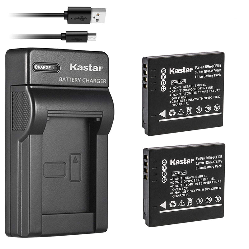 [AUSTRALIA] - Kastar Battery (X2) & Slim USB Charger for Panasonic DMW-BCF10 & Lumix DMC-TS2 TS3 TS4 DMC-F2 F3 DMC-FH1 FH3 DMC-FH20 FH22 DMC-FS6 DMC-FS12 DMC-FS15 DMC-FS25 DMC-FS42 FS62 DMC-FT1 DMC-FP8 DMC-FX700 