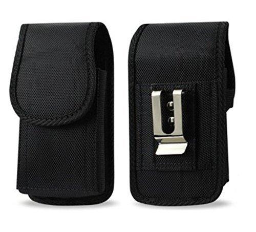 XXL Size Samsung Galaxy J3 Emerge / J3 / SM-J327P Vertical Nylon Pouch Holster with VELCRO Closure with Belt Clip ( the phone with OTTER BOX Defender / LIFEPROOF / Extended Battery or Thick Case On)