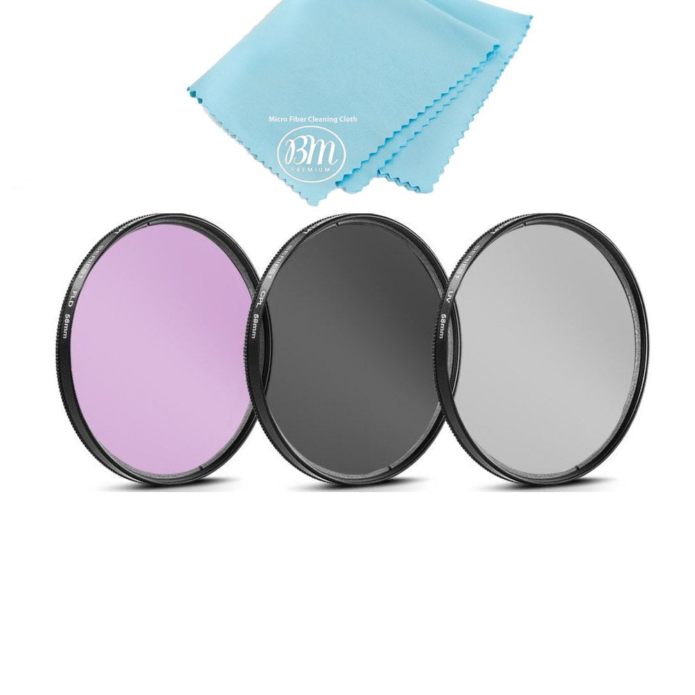 58mm Multi-Coated 3 Piece Filter Kit (UV-CPL-FLD) for Select Canon, Nikon, Sony, FujiFilm, Olympus, Pentax, Sigma, Tamron Digital Cameras, SLR Lenses, and Camcorders + Microfiber Cleaning Cloth