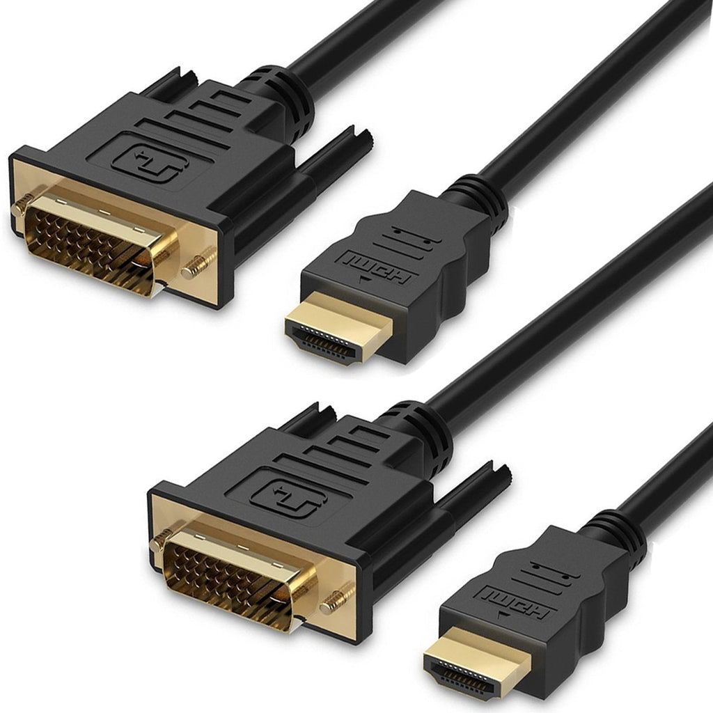 HDMI to DVI Cable (6 FT - 2 Pack), Fosmon DVI-D to HDMI Cord Bi-Directional Gold Plated High Speed HDMI (Type A) to DVI for HDTV, Apple TV, Smart TV, PS3/PS4, Xbox One X/One S/360, Wii U
