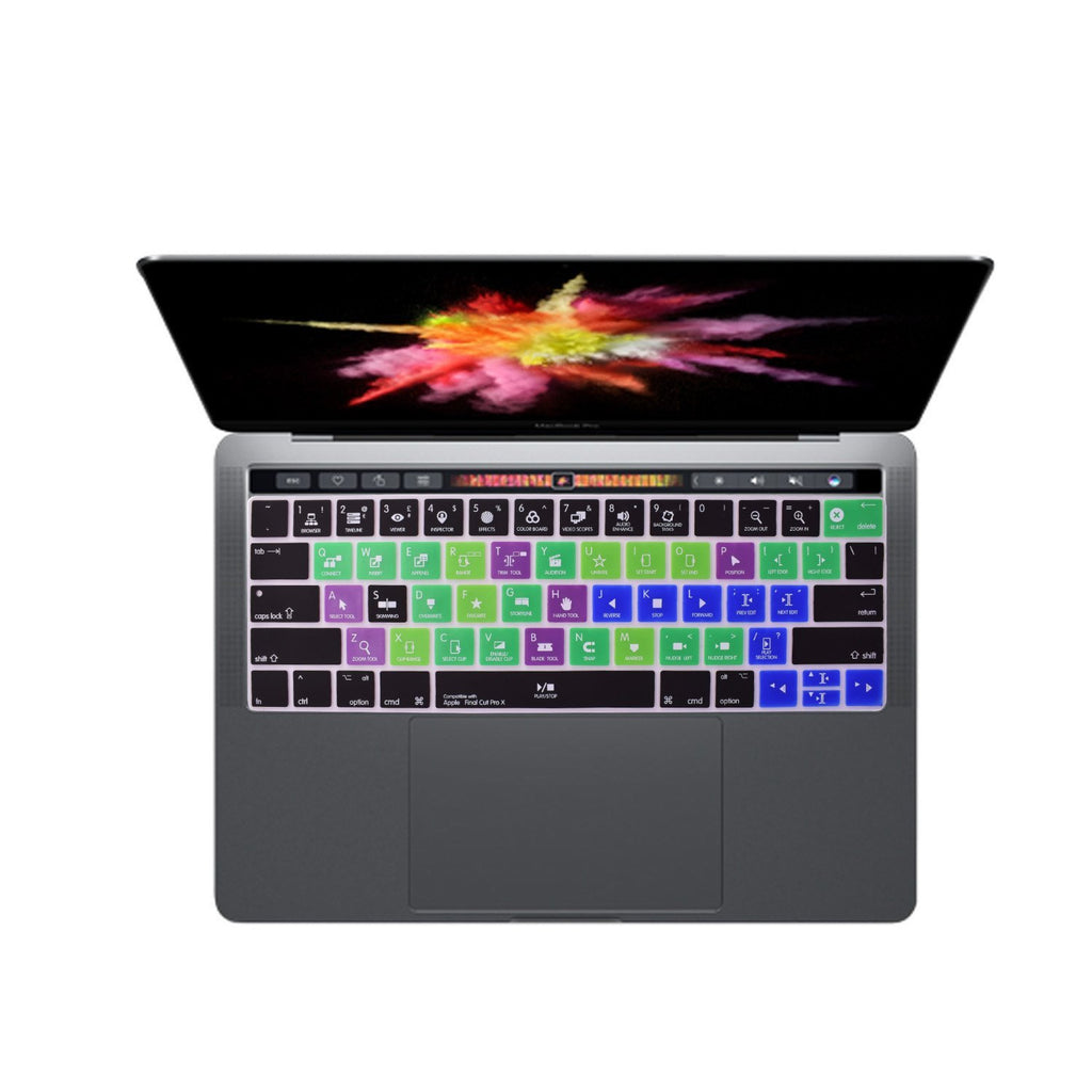 for Apple Final Cut Pro X Shortcuts Hotkey Function Tips Silicone Keyboard Cover Skin for MacBook Pro Touch Bar 13 15 Inch (A1989/A1706,A1990/A1707) 2016 20170 2018 2019 Year Macbook Pro [2015 2016 2018 2019 ]