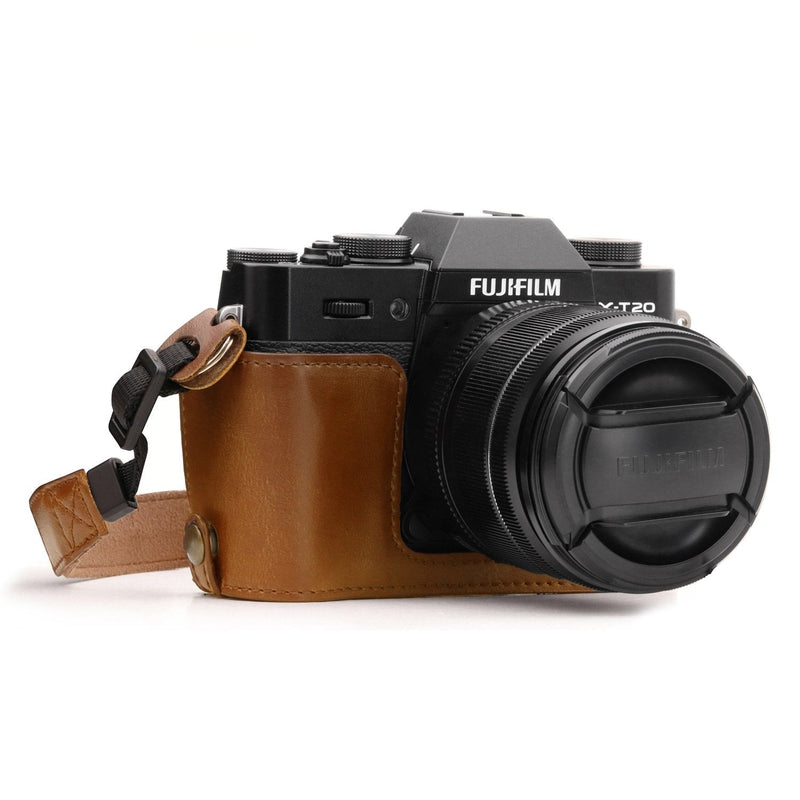 [AUSTRALIA] - MegaGear Ever Ready Leather Camera Half Case and Strap Compatible with Fujifilm X-T30, X-T20, X-T10 Light Brown 