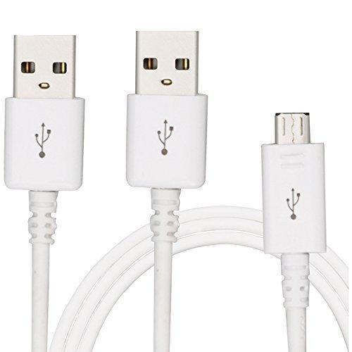 Micro USB Charger Cord Micro USB Cable Powerline High Speed USB 2.0 A Male to Micro B Sync and 2A Charging Cables for Samsung Galaxy S7 Edge/S6/S5/S4,Note 5/4/3,HTC,LG(2 Pack White 10Ft) white white