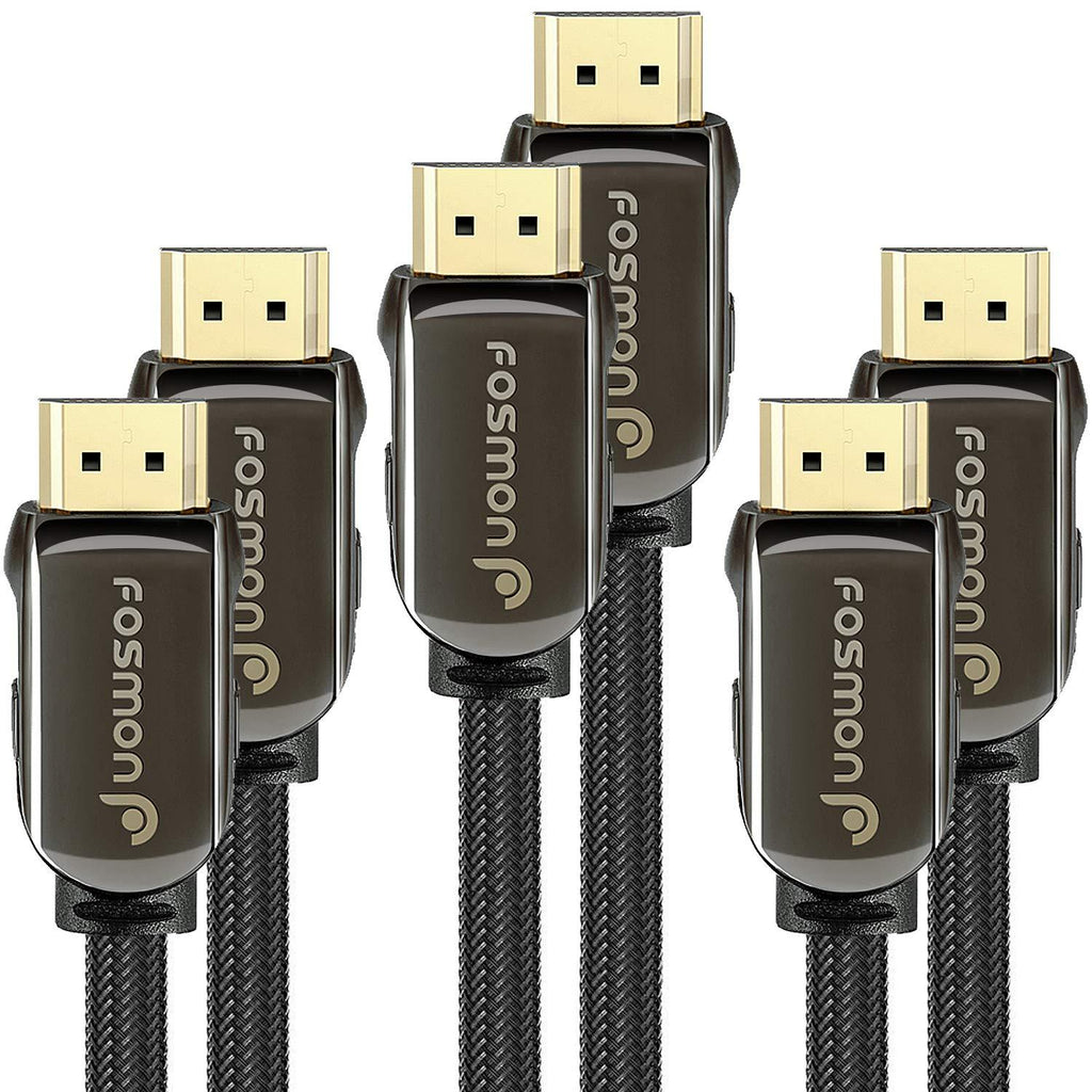 HDMI 2.0 Cable 15FT (3 Pack) Fosmon CL3 Rated (In-Wall Installation) Supports 4K 2160p 3D 18Gbps ARC HDR UHD 1080p, Nylon Braided 24K Gold Plated