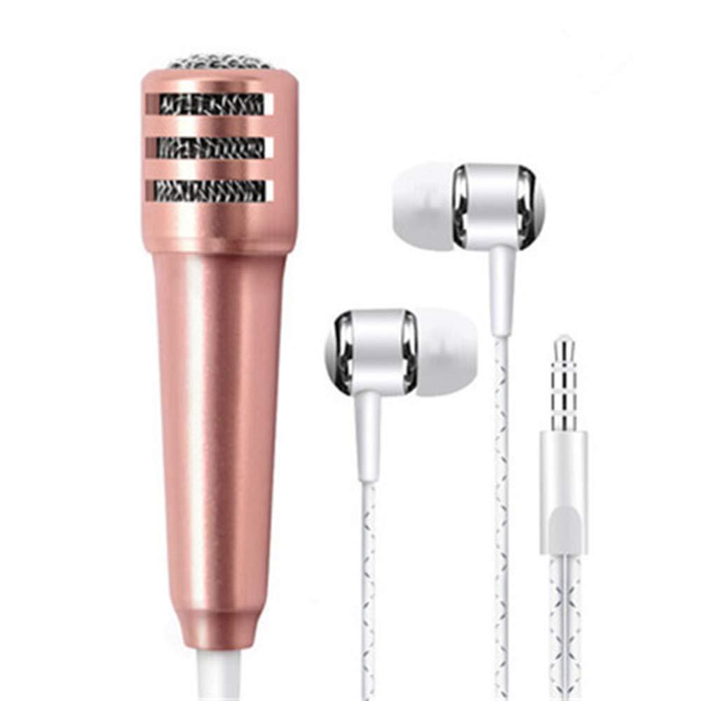 [AUSTRALIA] - Mic Karaoke Mini hf Handsfree 2 in 1 Microphone Mic with 3.5mm Cable Compatible for Android and iOS Gold 