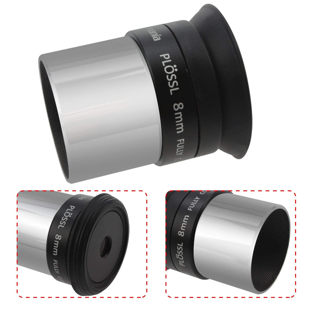 Astromania 1.25" 8mm Plossl Telescope Eyepiece - 4-Element Plossl Design - Threaded for Standard 1.25inch Astronomy Filters