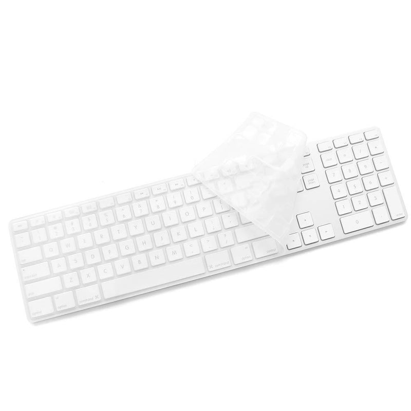 Silicone Keyboard Cover for Apple iMac Wired USB Keyboard with Numeric Keypad MB110LL/B (A1243) US Layout Ultra Thin Protector Skin (for Apple iMac Keyboard (MB110LL/B), Transparent) for Apple iMac Keyboard (MB110LL/B) A- Transparent