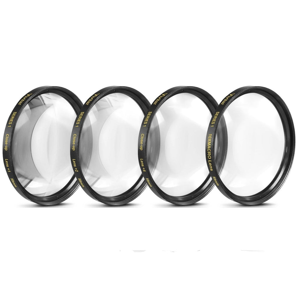 58mm Close-Up Filter Set (+1, 2, 4 and +10 Diopters) Magnificatoin Kit for Select Canon, Nikon, Sony, FujiFilm, Olympus, Pentax, Sigma, Tamron Digital Cameras and Camcorders