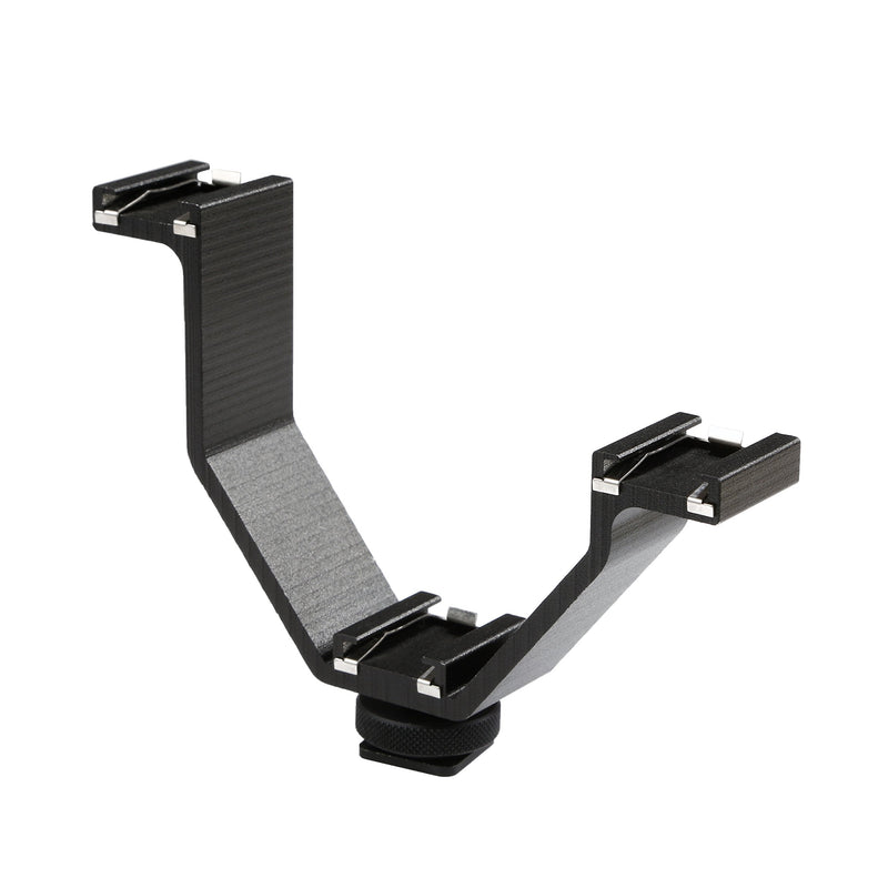 Movo MQ-THM01 Triple Shoe Bracket - Camera V Bracket for Lights, Monitors, Microphones and More (Small) Small
