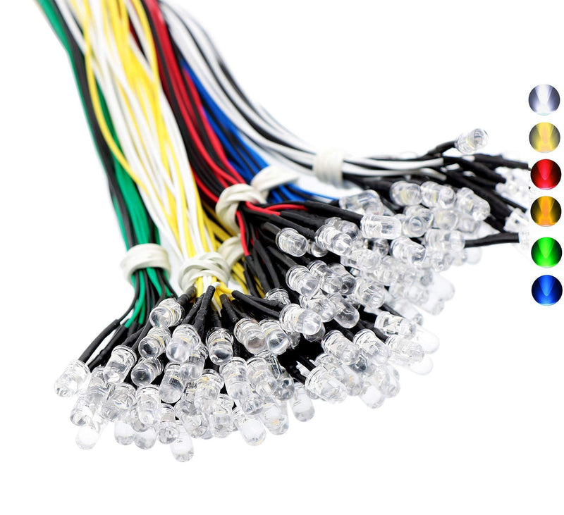 120PCS 6 Color Ultra Bright 12v Pre Wired LED Diodes Light -White Red Blue Green Yellow Warm White G:/Multi-colors