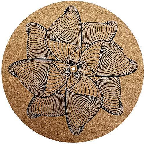 [AUSTRALIA] - Taz Studio Turntable cork Slipmat for Turntables and records Vinyl LP (4mm) prevents jumps, audio quality and environmentally friendly, less scratches,Psychedelic Geometric Spiral lines 