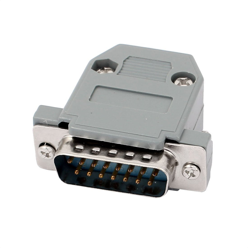 uxcell a16090700ux0963 DB15 15 Pins 2 Rows Male Converter Connector Adapter w Kit Cover Housing Assembly Shell Plastic Hood