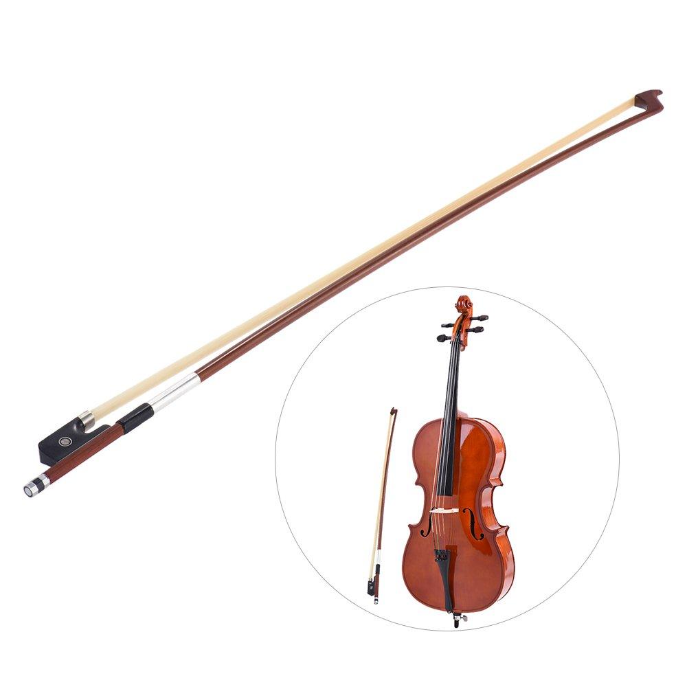 ammoon Octagonal 4/4 Cello Bow Horsehair Round Stick Ebony Frog Brazilwood 4/4 Size