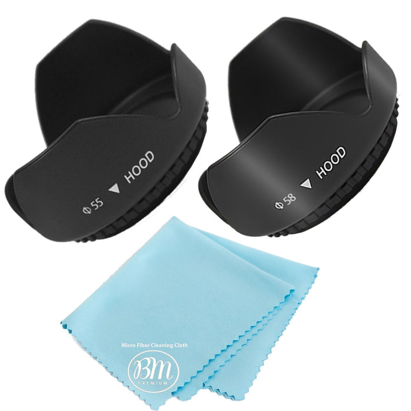 55mm and 58mm Digital Tulip Flower Lens Hood for Nikon D3500, D5600, D3400 DSLR Camera with Nikon 18-55mm f/3.5-5.6G VR AF-P DX and Nikon 70-300mm f/4.5-6.3G ED