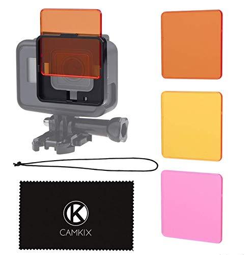 CamKix Diving Filter Kit Compatible with GoPro Hero 6 and Hero 5 Black - 3 Filters (1x Red, 1x Magenta, 1x Yellow) - Not for use with Waterproof housing Diving: 3 Filters (mount on camera)