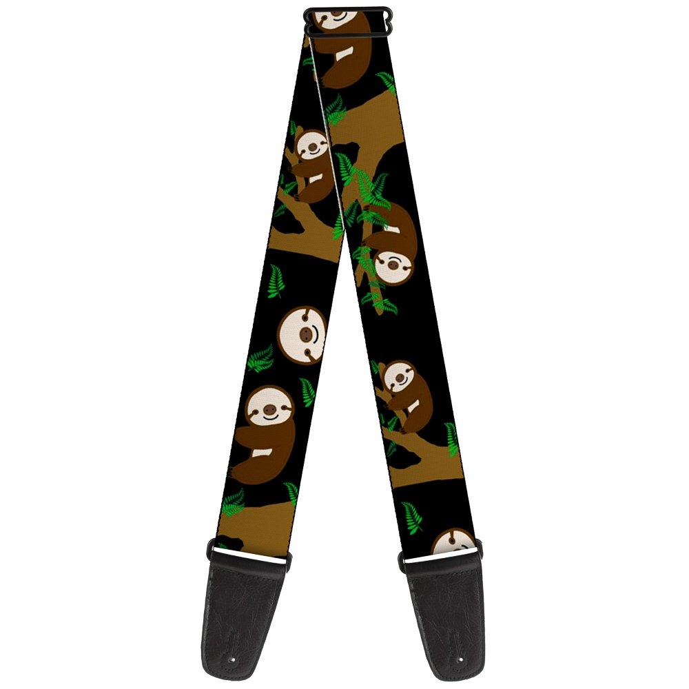 Guitar Strap Sloth Face Hanging Black 2 Inches Wide