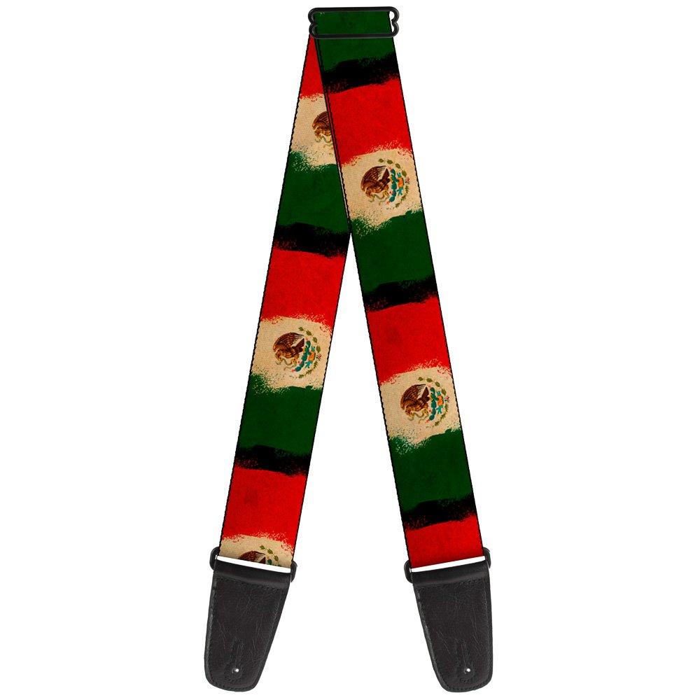 Buckle-Down Guitar Strap Mexico Flag Distressed Painting 2 Inches Wide (GS-W33931)