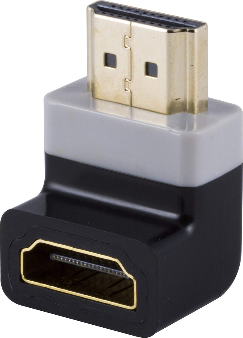 GE Right Angle HDMI Adapter, Ideal for Wall Mounted TVs, Gaming Monitors, Tight Spaces, Full HD 1080P, Prevents Cable Damage and Performance Loss from Bending, 34896, Black