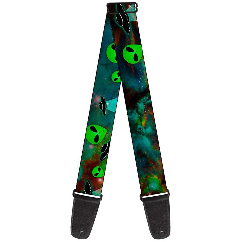 Buckle-Down Guitar Strap Aliens Ufos Galaxy Green Black White 2 Inches Wide (GS-W30163)