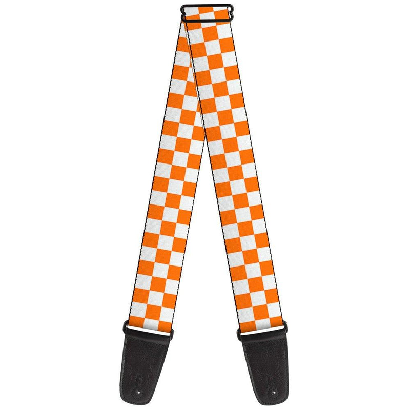 Guitar Strap Checker White Tn Orange 2 Inches Wide