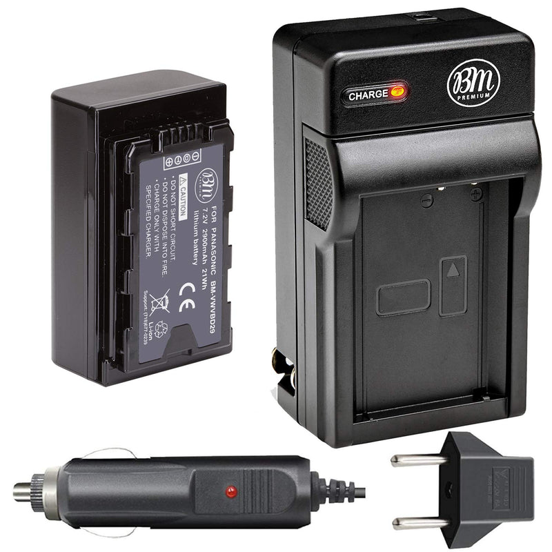 BM Premium VW-VBD29 Battery and Charger for Panasonic AG-3DA1 AG-AC8 AG-DVC30 AG-DVX200MC AG-HPX171 AG-HPX250 AG-HPX255 AG-HVX201 AJ-PCS060 AJ-PX270 AJ-PX298 HC-MDH2 HC-X1000 HDC-Z10000 Camcorders