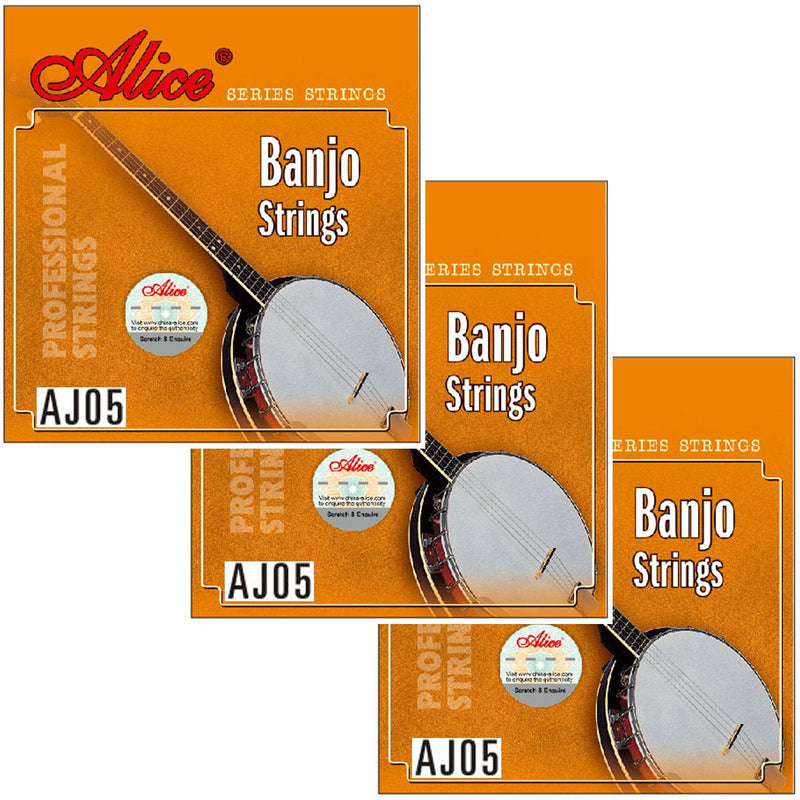 3 Pack Full Set Stainless Steel Coated Copper Alloy Wound 5-String Loop End Banjo Strings DBGCG (.009 .011 .013 .020 .009)