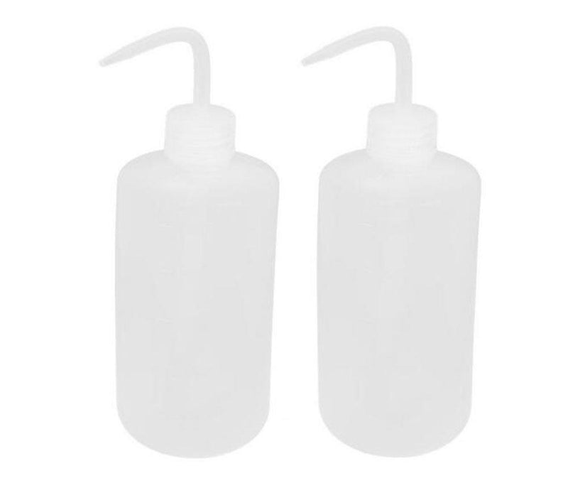 2PCS 500ml Plastic Clear White Bent Tip Oil Liquid Storage Squeeze Measuring Bottle Wash Cleaning Holder Can Pot Gardening Tools