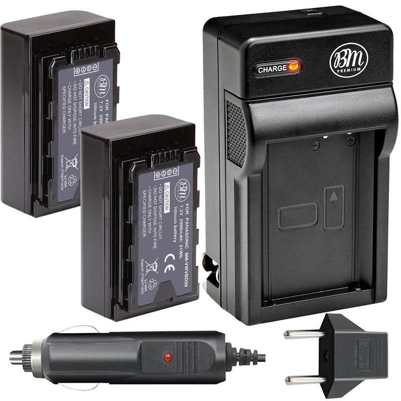 [AUSTRALIA] - BM Premium 2 Pack of VW-VBD29 Batteries and Charger for Panasonic AG-3DA1 AG-AC8 AG-DVC30 AG-DVX200MC AG-HPX171 AG-HPX250 AG-HPX255 AG-HVX201 AJ-PCS060 AJ-PX270 AJ-PX298 HC-MDH2 HC-X1000 HDC-Z10000 