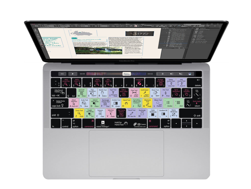 KBCovers - Keyboard Cover for InDesign fits Apple MacBook Pro 13 & 15 inch w/Touch Bar (Late 2016+)
