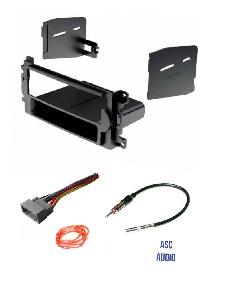 ASC Audio Car Stereo Radio Install Dash Kit, Wire Harness, and Antenna Adapter to Add a Single Din Radio for Some Chrysler Dodge Jeep Without Factory Navigation- Vehicles Listed Below