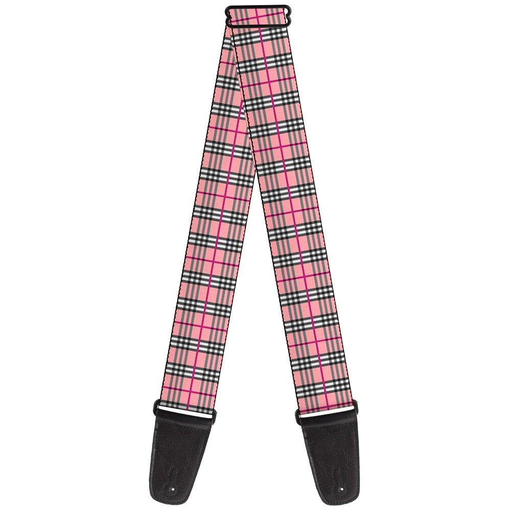 Guitar Strap Plaid Pink 2 Inches Wide