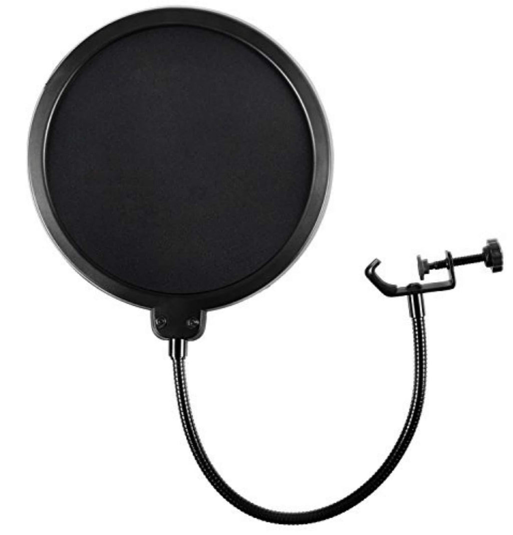 Microphone Pop Filter For Blue Yeti and Any Other Microphone Dual Layered Wind Pop Screen With Flexible 360° Gooseneck Clip Stabilizing Arm By Earamble