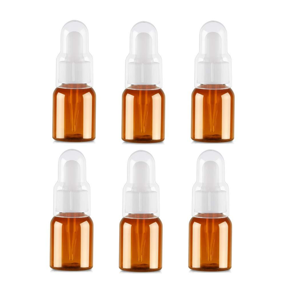 erioctry 6PCS 25ml Brown Plastic Dropper Bottles with Silicone Pipettes and Rubber Head/Essence Makeup Cosmetic Sample Container Bottle for Essential Oil Aromatherapy Use