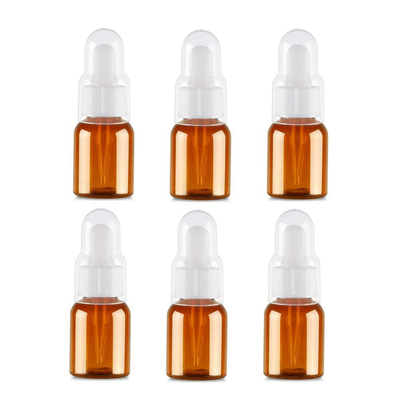 erioctry 6PCS 25ml Brown Plastic Dropper Bottles with Silicone Pipettes and Rubber Head/Essence Makeup Cosmetic Sample Container Bottle for Essential Oil Aromatherapy Use