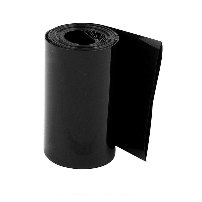uxcell 75mm Flat Width 48mm Diameter 5.5M Length PVC Heat Shrink Tube Black for 18650 Battery Pack