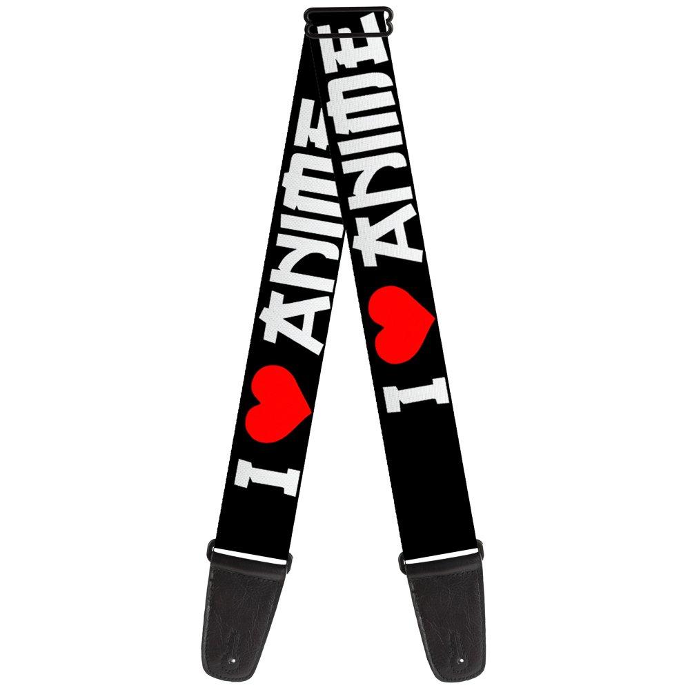 Buckle-Down Guitar Strap I Heart Anime Bold Black White Red 2 Inches Wide (GS-W30956)