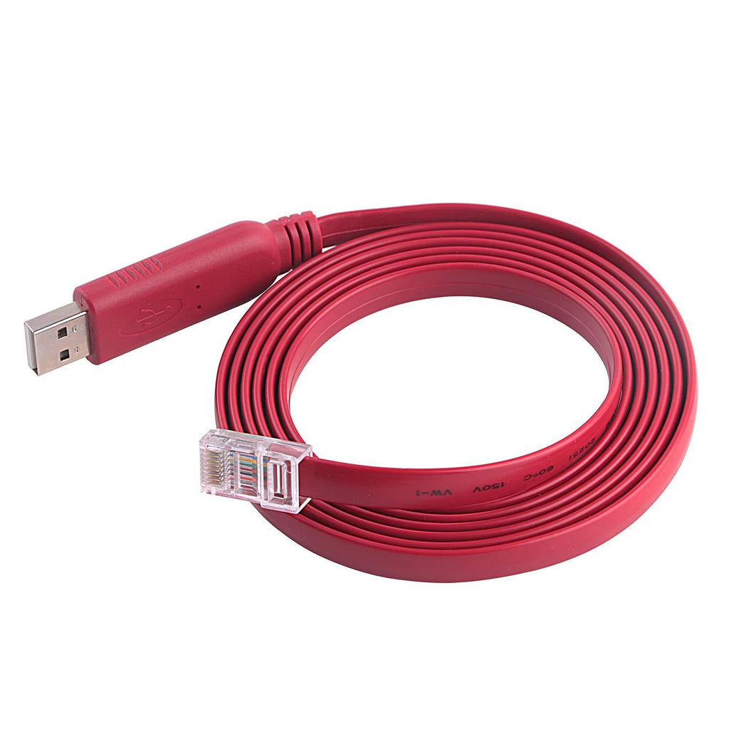6FT USB to RS232 Serial RJ45 Console Adapter Cable for Cisco Huawei TP-Link Routers/Switches to Connect Laptop PC Support Win10 Mac Red FTDI
