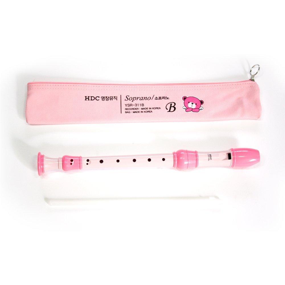 Youngchang YSR-311B 8-Hole Student Soprano Recorder With Cleaning Rod + Case Bag Baroque Fingering - Pink