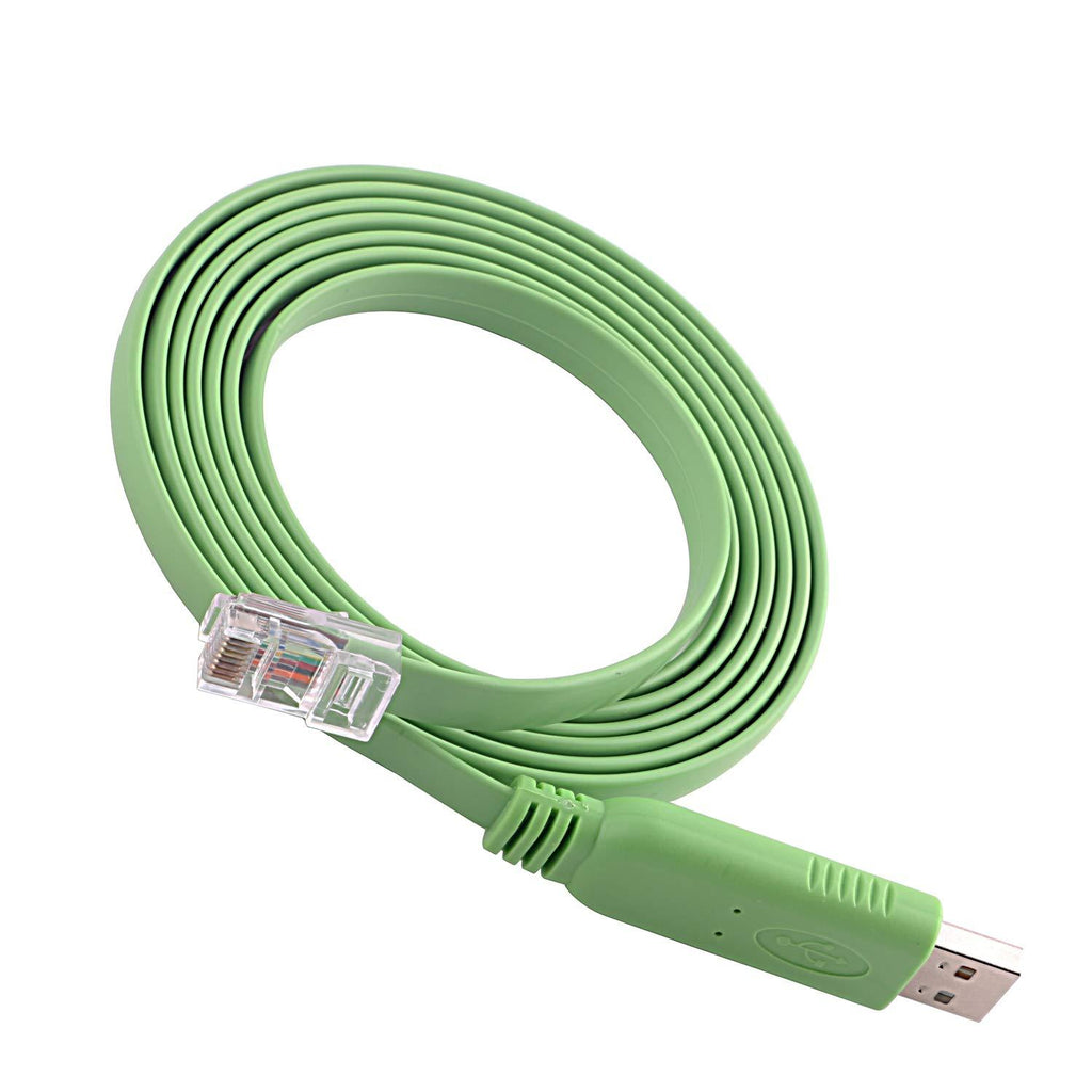 6FT USB Console Cable USB to RJ45 Cable Essential Accesory for Cisco, NETGEAR, Ubiquity, LINKSYS, TP-Link Routers/Switches for Laptops in Windows, Mac, Linux (Green)