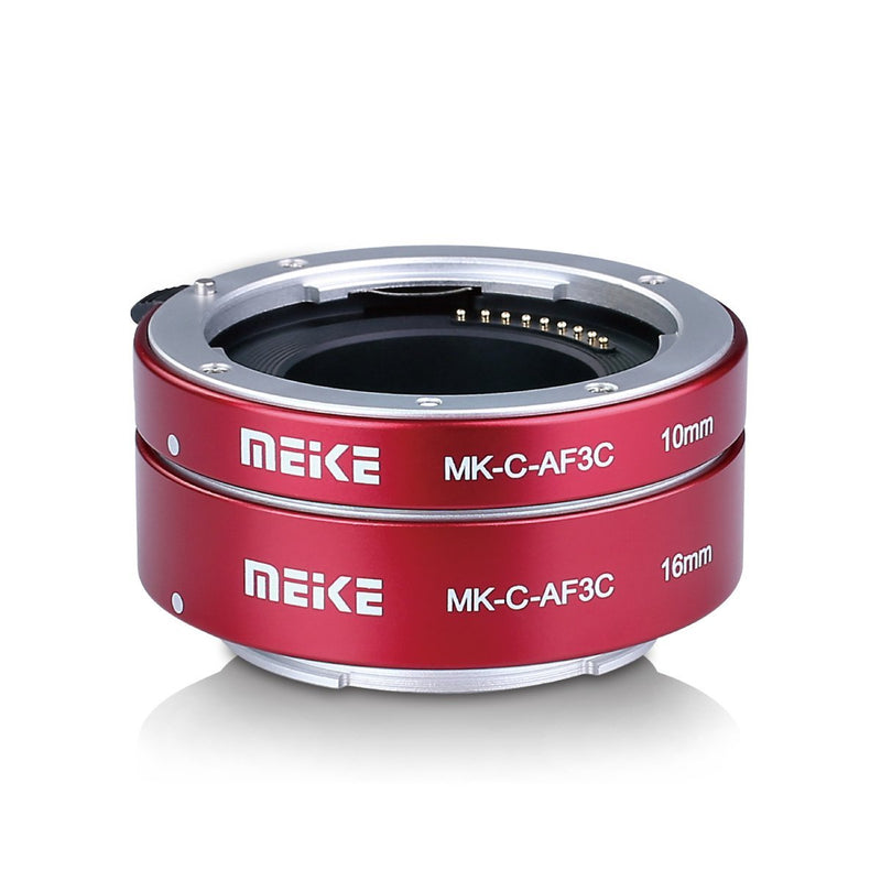 MEIKE MK-C-AF3C-Red Auto Focus Macro Metal Extension Tube Adapter for Canon EOS -M Bayonet Mirrorless Camera(10MM 16MM only use or Combination) EOS-M M2 M3 M5 M6 M10 M50 M100 M200 M6 Mark II