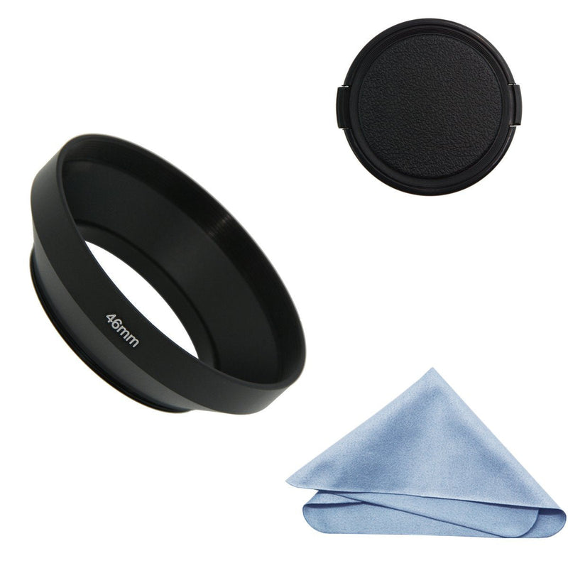 SIOTI Camera Wide Angle Metal Lens Hood with Cleaning Cloth and Lens Cap Compatible with Leica/Fuji/Nikon/Canon/Samsung Standard Thread Lens(46mm) 46mm