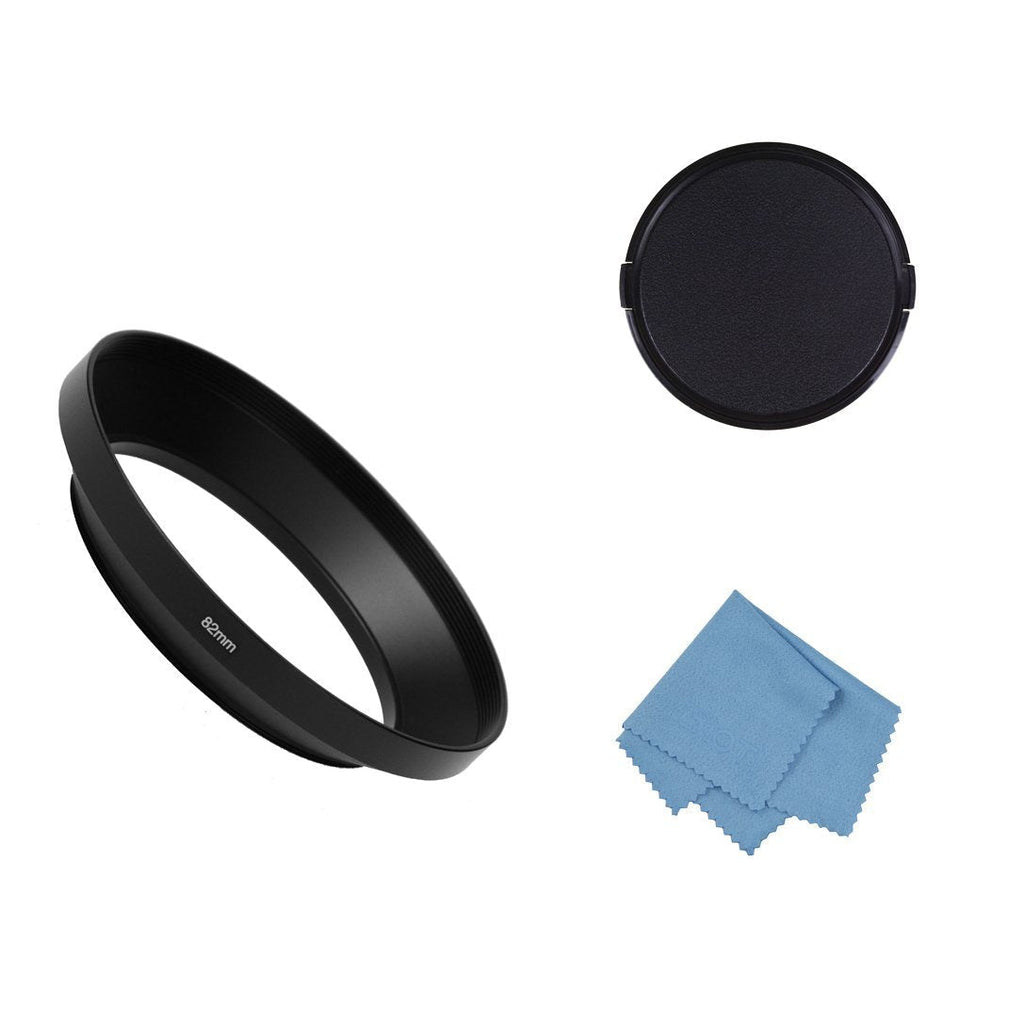 SIOTI Camera Wide Angle Metal Lens Hood with Cleaning Cloth and Lens Cap Compatible with Leica/Fuji/Nikon/Canon/Samsung Standard Thread Lens(82mm) 82mm