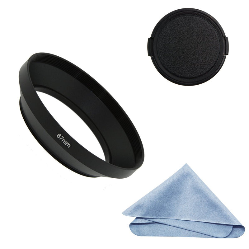 [AUSTRALIA] - SIOTI Camera Wide Angle Metal Lens Hood with Cleaning Cloth and Lens Cap Compatible with Leica/Fuji/Nikon/Canon/Samsung Standard Thread Lens(67mm) 67mm 