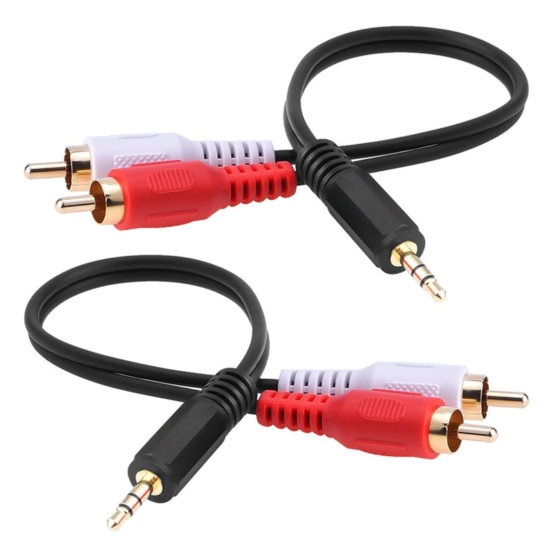 eBoot 3.5mm Audio Cable Male to 2 RCA Male Cable Stereo Audio Y Cable Adapter 6 Inch, 2 Pack