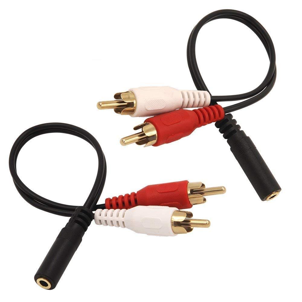 VCE 3.5mm Female to 2 RCA Male Stereo Audio Y Cable 2-Pack, Gold Plated Adapter Compatible for TV,Smartphones, MP3, Tablets, Speakers,Home Theater (8 inch)
