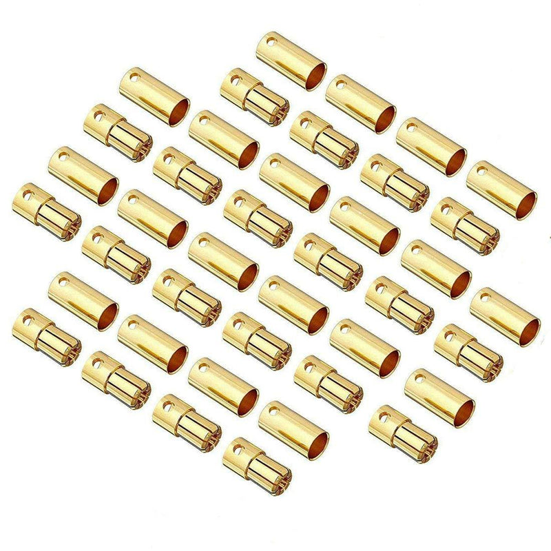 Youme 20 Pairs 6.5mm Gold Banana Bullet Connector Plug for RC Lipo Battery